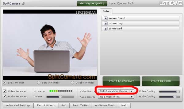 Ustreamtv Select Webcam