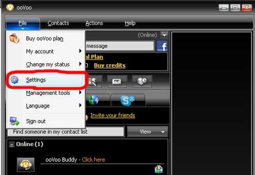 ooVoo Menu